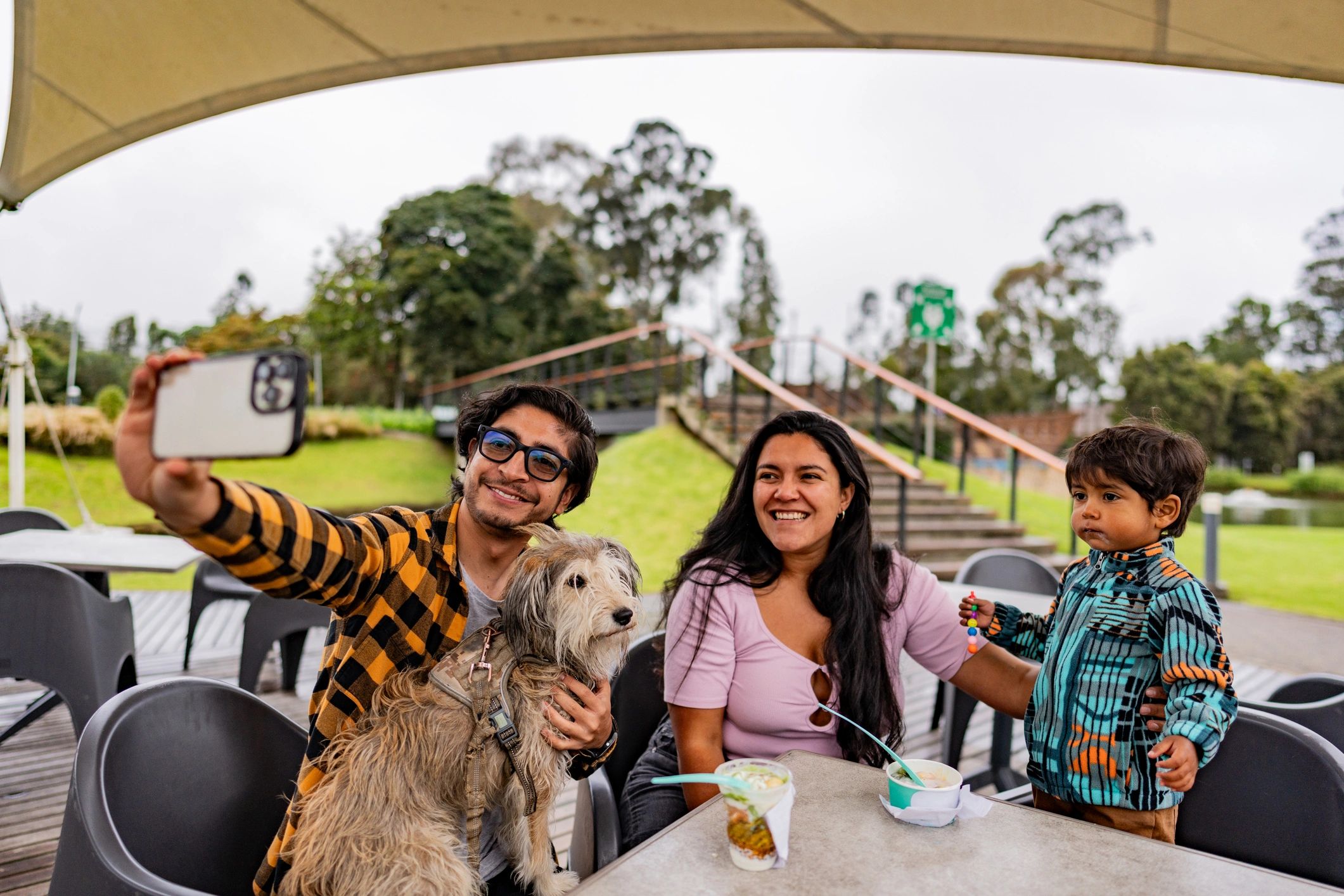 Family spending time together in a park